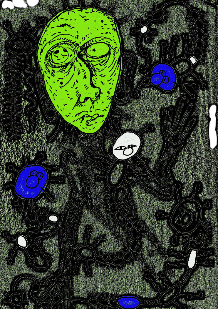 bug attack, 2023, mixed media